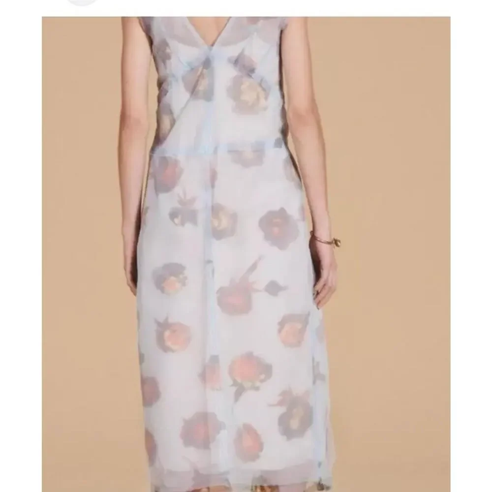 Viral Collection Zara Dress With Slip Light Blue Roses Feels Roca￼Small - Picture 3 of 8